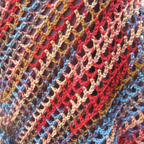 Crochet Shawl Scarf Boho Bohemian Clothing Multi Colored Hand Crochet - Picture 3 of 7